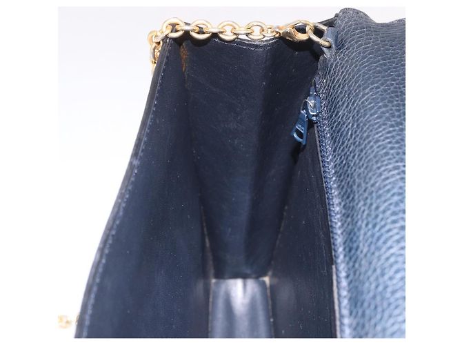 Céline Sac à bandoulière CELINE Medallion Chain en cuir noir et or Auth 189809A Doré - vue 21