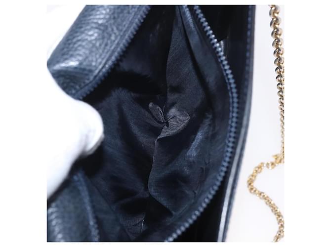 Céline Sac à bandoulière CELINE Medallion Chain en cuir noir et or Auth 189809A Doré - vue 24