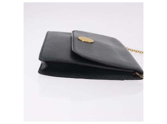 Céline Sac à bandoulière CELINE Medallion Chain en cuir noir et or Auth 189809A Doré - vue 3
