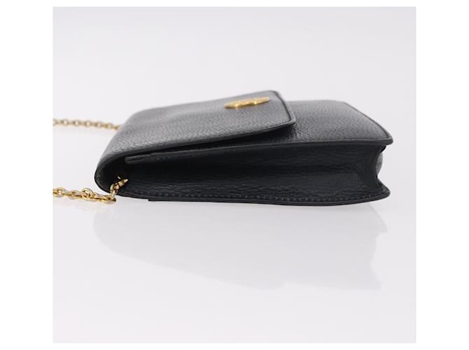Céline Sac à bandoulière CELINE Medallion Chain en cuir noir et or Auth 189809A Doré - vue 4