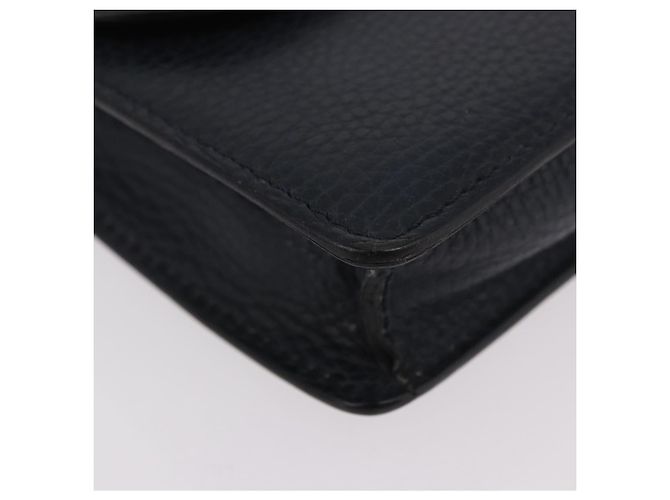 Céline Sac à bandoulière CELINE Medallion Chain en cuir noir et or Auth 189809A Doré - vue 8