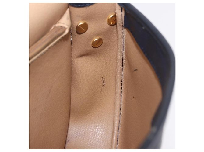 Borsa a tracolla Christian Dior Trotter Canvas PVC Navy Gold Auth ka5068 D'oro Blu navy - vista 12