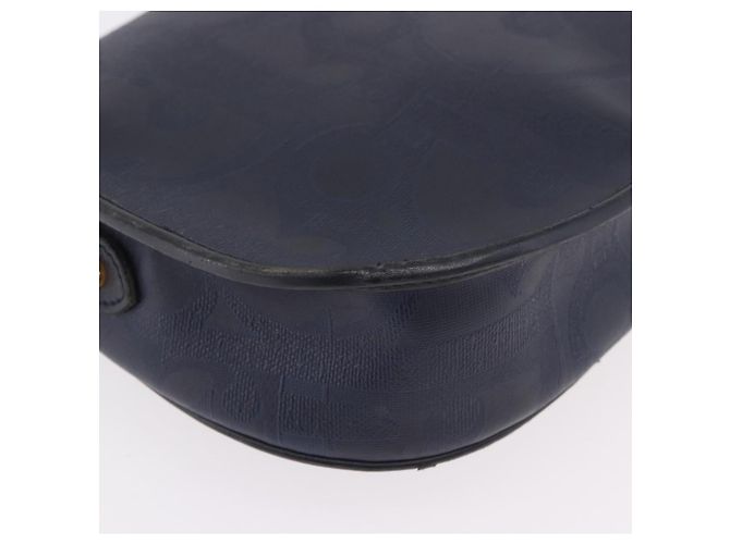 Borsa a tracolla Christian Dior Trotter Canvas PVC Navy Gold Auth ka5068 D'oro Blu navy - vista 16