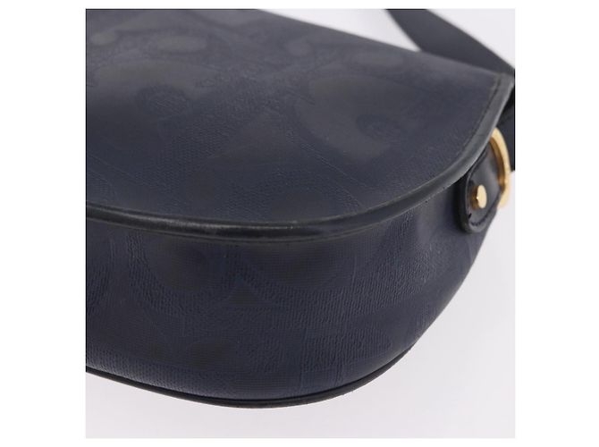 Borsa a tracolla Christian Dior Trotter Canvas PVC Navy Gold Auth ka5068 D'oro Blu navy - vista 17