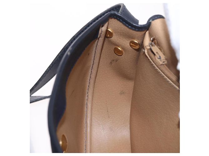 Borsa a tracolla Christian Dior Trotter Canvas PVC Navy Gold Auth ka5068 D'oro Blu navy - vista 20