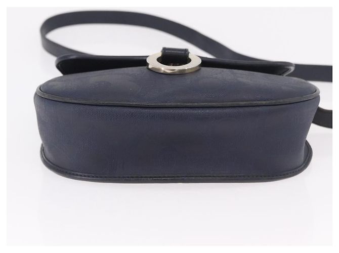 Borsa a tracolla Christian Dior Trotter Canvas PVC Navy Gold Auth ka5068 D'oro Blu navy - vista 5