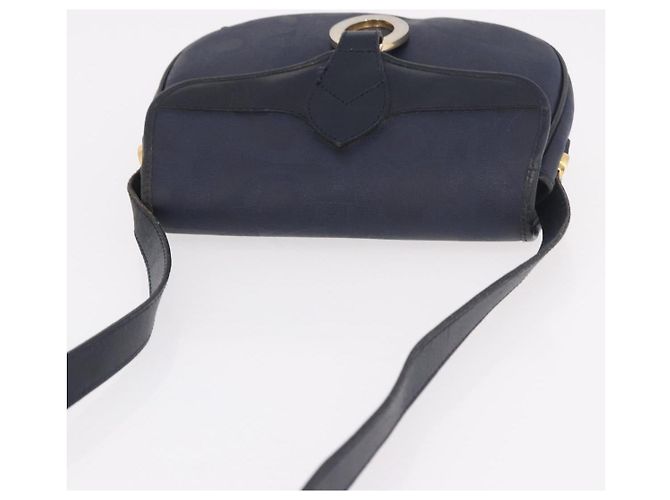 Borsa a tracolla Christian Dior Trotter Canvas PVC Navy Gold Auth ka5068 D'oro Blu navy - vista 6