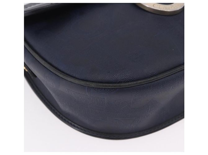 Borsa a tracolla Christian Dior Trotter Canvas PVC Navy Gold Auth ka5068 D'oro Blu navy - vista 8