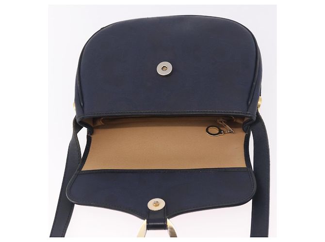 Borsa a tracolla Christian Dior Trotter Canvas PVC Navy Gold Auth ka5068 D'oro Blu navy - vista 9