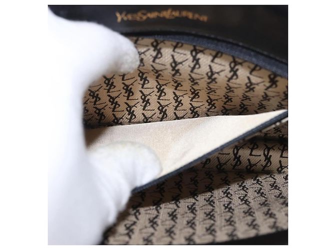 SAINT LAURENT Schultertasche aus Leder Schwarz Gold Auth 190568 - Ansicht 12