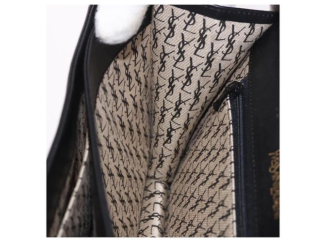 SAINT LAURENT Schultertasche aus Leder Schwarz Gold Auth 190568 - Ansicht 23