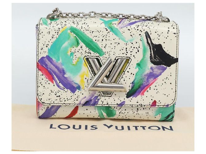 LOUIS VUITTON Twist MM Shoulder Bag Leather White Silver M53857 LV Auth ka5071M Plata Blanco - vista 12