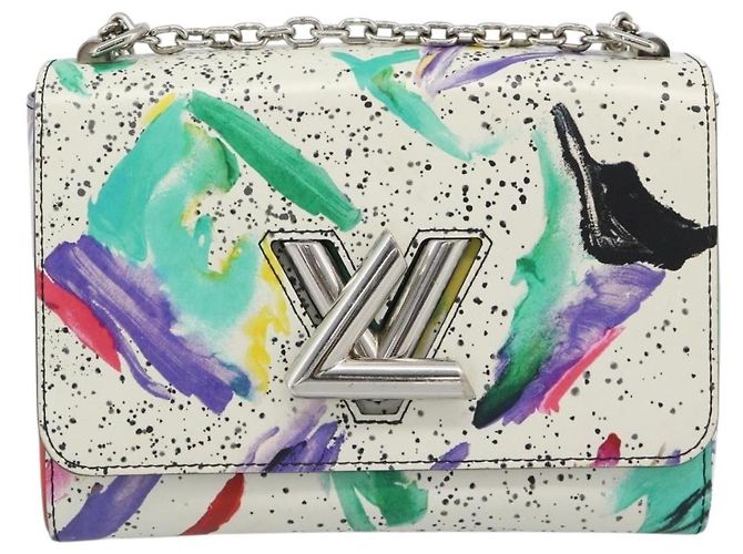 LOUIS VUITTON Twist MM Shoulder Bag Leather White Silver M53857 LV Auth ka5071M Plata Blanco - vista 13