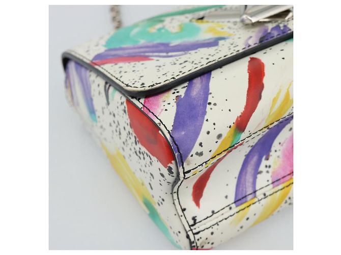 LOUIS VUITTON Twist MM Shoulder Bag Leather White Silver M53857 LV Auth ka5071M Plata Blanco - vista 14