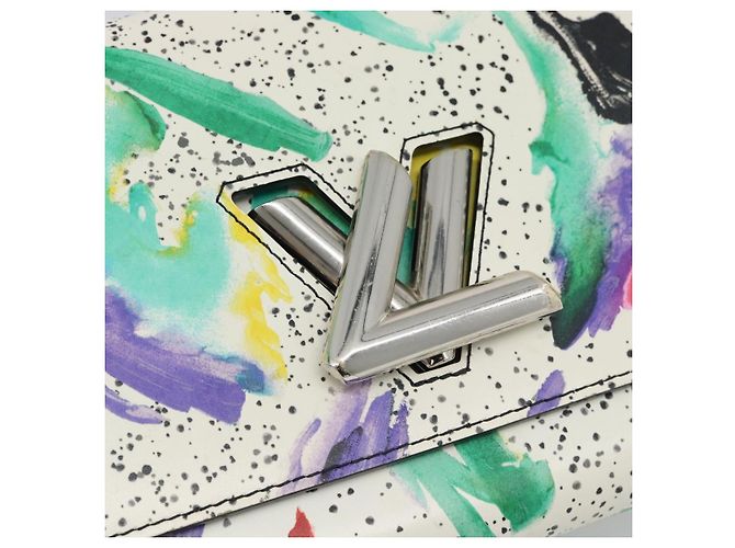 LOUIS VUITTON Twist MM Shoulder Bag Leather White Silver M53857 LV Auth ka5071M Plata Blanco - vista 17