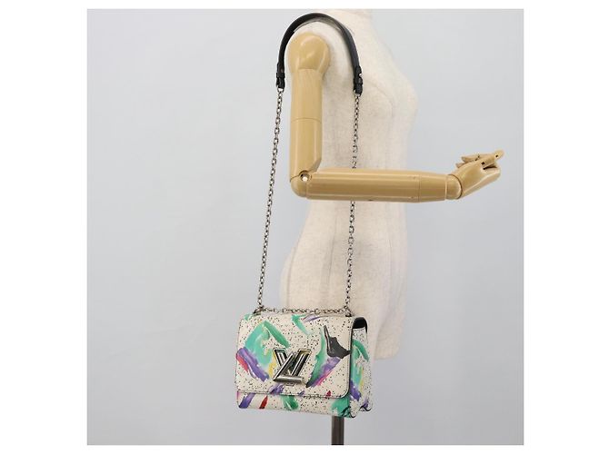 LOUIS VUITTON Twist MM Shoulder Bag Leather White Silver M53857 LV Auth ka5071M Plata Blanco - vista 24
