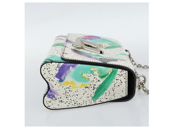 LOUIS VUITTON Twist MM Shoulder Bag Leather White Silver M53857 LV Auth ka5071M Plata Blanco - vista 4