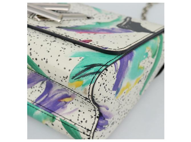 LOUIS VUITTON Twist MM Shoulder Bag Leather White Silver M53857 LV Auth ka5071M Plata Blanco - vista 9
