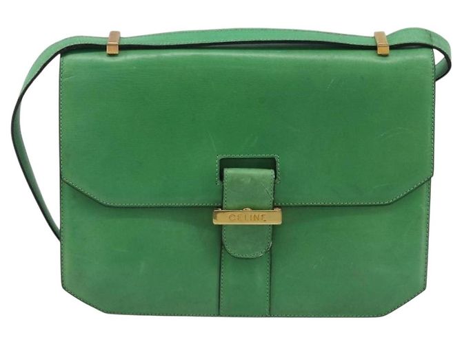 Céline Borsa a Spalla CELINE in Pelle Verde Oro Auth 189202 D'oro - vista 13