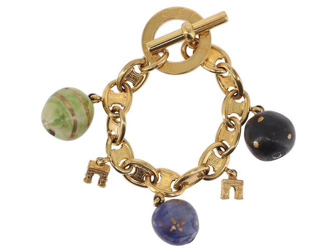 Céline Bracciale CELINE Macadam metallo Gold Tone Auth 189576M - vista 13