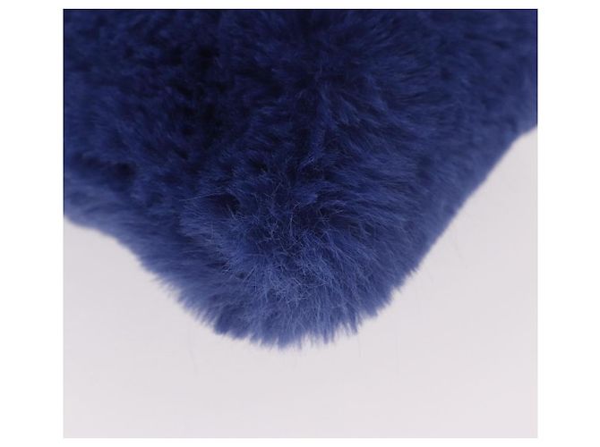 Jimmy Choo Chain Shoulder Phone Holder Acrylic Fur Blue Silver Auth 190265A Argento - vista 15