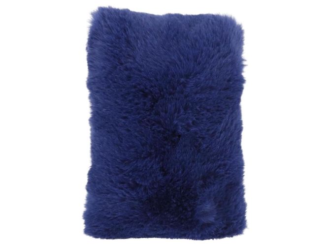 Jimmy Choo Chain Shoulder Phone Holder Acrylic Fur Blue Silver Auth 190265A Argento - vista 2