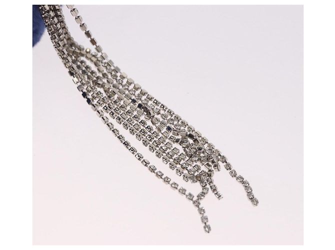 Jimmy Choo Chain Shoulder Phone Holder Acrylic Fur Blue Silver Auth 190265A Argento - vista 8