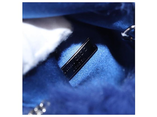 Jimmy Choo Chain Shoulder Phone Holder Acrylic Fur Blue Silver Auth 190265A Argento - vista 9