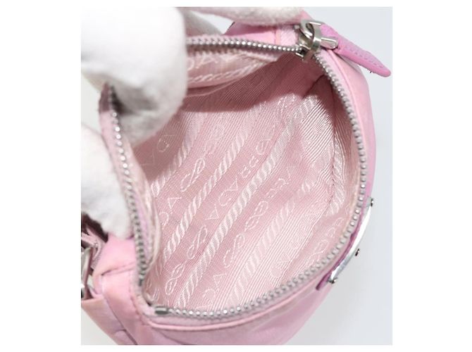 PRADA Arm Pouch Nylon Rosa Argento Auth mr2583 - vista 10