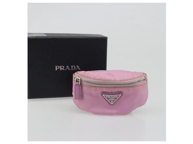 PRADA Arm Pouch Nylon Rosa Argento Auth mr2583 - vista 12