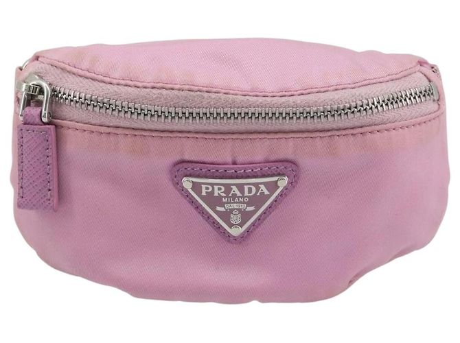 PRADA Arm Pouch Nylon Rosa Argento Auth mr2583 - vista 13