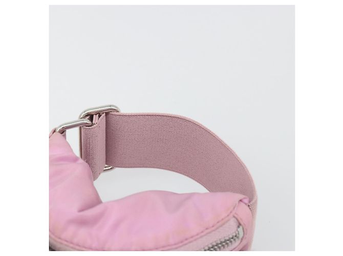 PRADA Arm Pouch Nylon Rosa Argento Auth mr2583 - vista 8