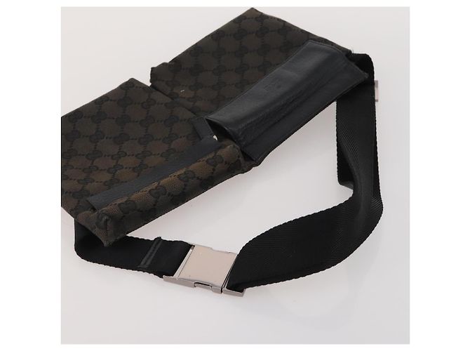 Sac à bandoulière GUCCI GG Canvas 2 Set Beige Black Auth 186360 Noir - vue 13