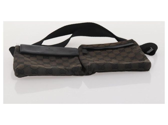 Sac à bandoulière GUCCI GG Canvas 2 Set Beige Black Auth 186360 Noir - vue 15