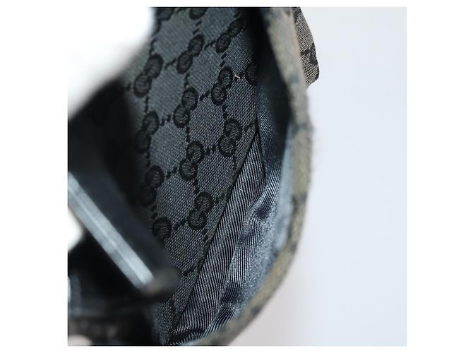 Sac à bandoulière GUCCI GG Canvas 2 Set Beige Black Auth 186360 Noir - vue 17