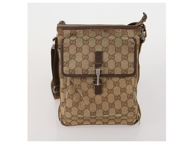 Sac à bandoulière GUCCI GG Canvas 2 Set Beige Black Auth 186360 Noir - vue 2