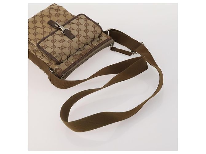 Sac à bandoulière GUCCI GG Canvas 2 Set Beige Black Auth 186360 Noir - vue 5