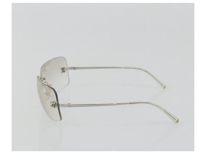 Gafas de sol CHANEL COCO Mark Metal Silver CC Auth 189512 Plata - vista 3