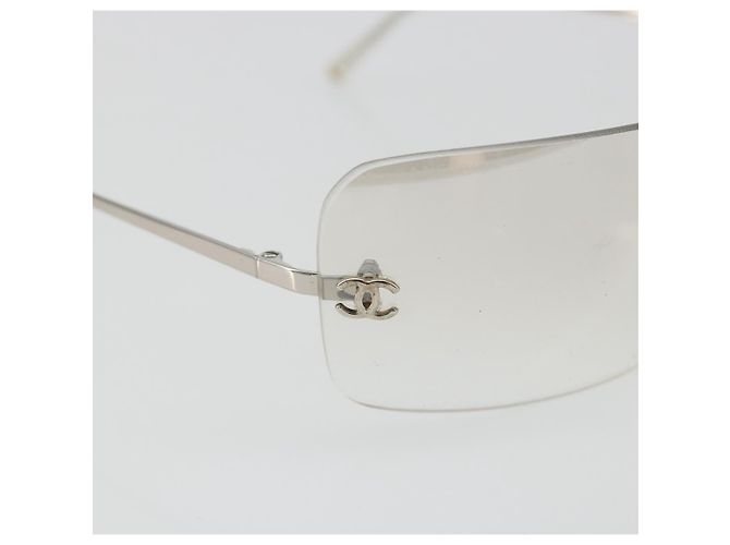 Gafas de sol CHANEL COCO Mark Metal Silver CC Auth 189512 Plata - vista 7