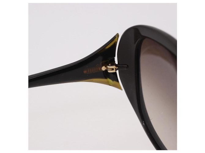 Lunettes de soleil Christian Dior en plastique marron et or Auth bs35807 Doré - vue 10