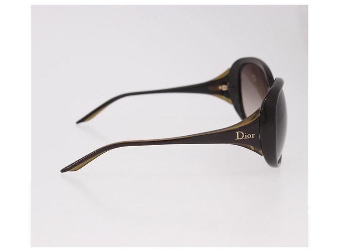 Lunettes de soleil Christian Dior en plastique marron et or Auth bs35807 Doré - vue 5