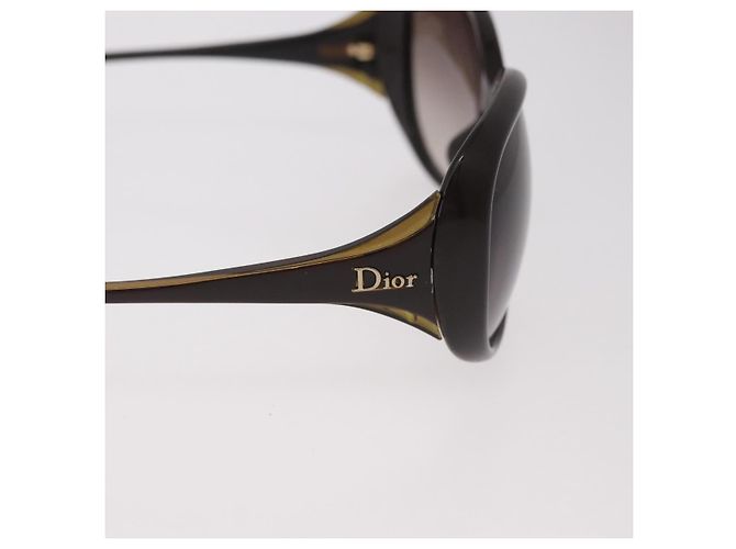 Lunettes de soleil Christian Dior en plastique marron et or Auth bs35807 Doré - vue 6
