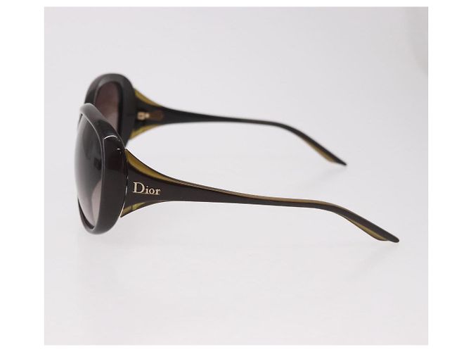 Lunettes de soleil Christian Dior en plastique marron et or Auth bs35807 Doré - vue 7