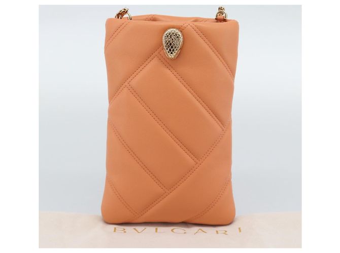 Bulgari Borsa a Spalla BVLGARI in Pelle Arancione e Oro Auth ka5074M D'oro - vista 12