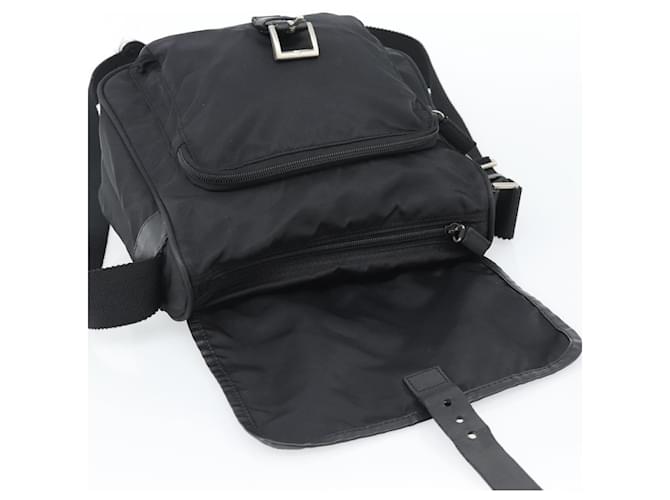 Borsa a tracolla PRADA Nylon Nero Argento Auth 188514 - vista 10