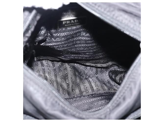 Borsa a tracolla PRADA Nylon Nero Argento Auth 188514 - vista 11