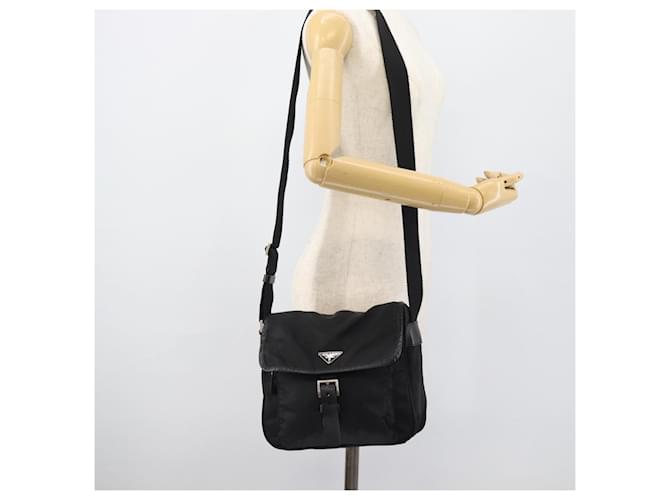 Borsa a tracolla PRADA Nylon Nero Argento Auth 188514 - vista 26