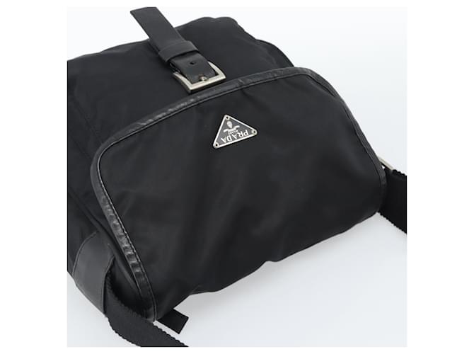 Borsa a tracolla PRADA Nylon Nero Argento Auth 188514 - vista 6