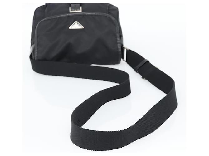 Borsa a tracolla PRADA Nylon Nero Argento Auth 188514 - vista 7