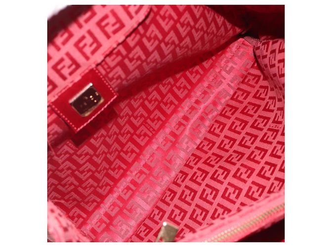 Borsa Tote FENDI Zucchino Canvas Rosso Oro Auth 187865 D'oro - vista 11